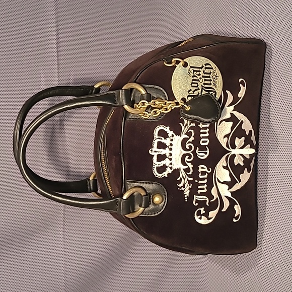 Black Royal Juicy Couture Velour Hand Bag Purse YHRU1931 - Picture 1 of 16